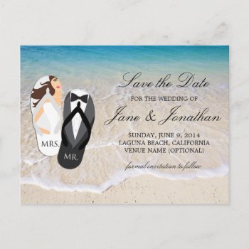 Beach Ocean "mr. And Mrs." Wedding Save The Date Announcement Postcard by loveisthething at Zazzle