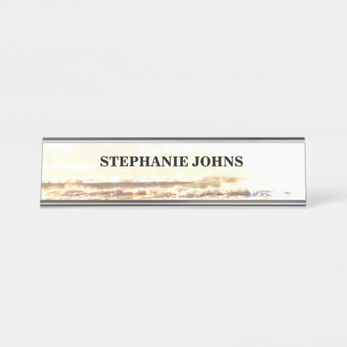 Beach Ocean Name Template Golden Sunset Sparkling Desk Name Plate