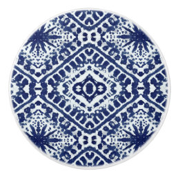 Beach Ocean Navy Blue White Rustic Star Shibori  Ceramic Knob