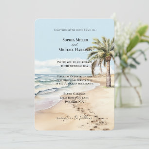 Beach Ocean Palm Tree Wedding Invitation