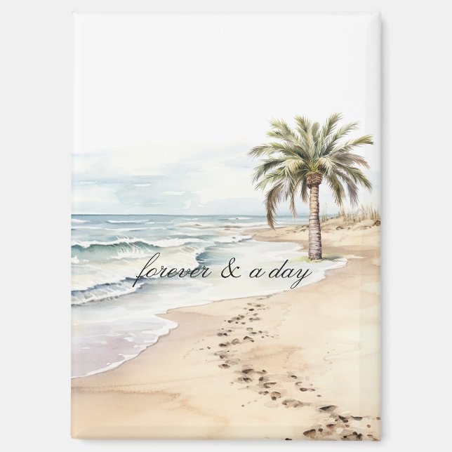 Beach Ocean Palm Tree Wedding Magnet (Front)