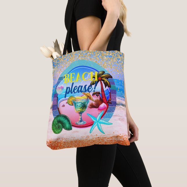 Beach ocean palms sand personalized Tote (Close Up)