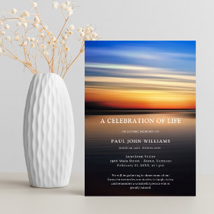 Beach Ocean Photo Celebration of Life Funeral Gray Invitation