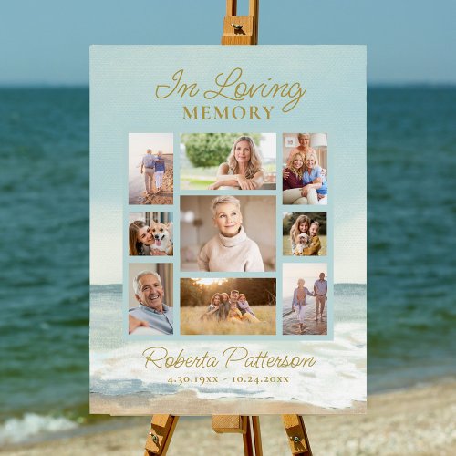 Beach Ocean Photo Collage Funeral Memorial Welcome Poster