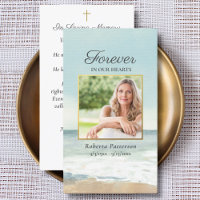 Beach Ocean Photo Funeral Memorial Prayer Card