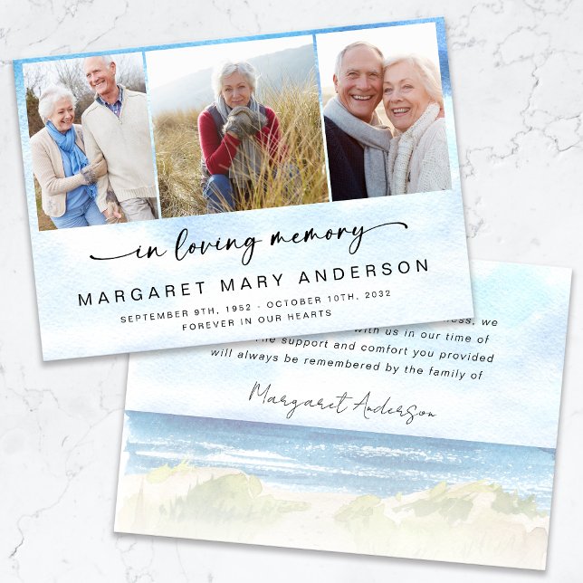 Beach Ocean Photo Funeral Sympathy Thank You Card (Creator Uploaded)