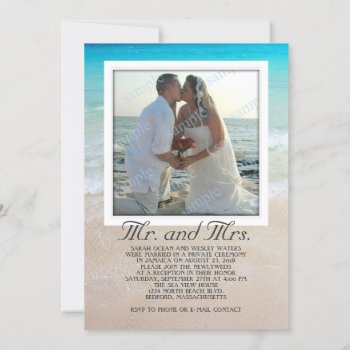 Beach Ocean Photo Marriage Announcement by sandpiperWedding at Zazzle