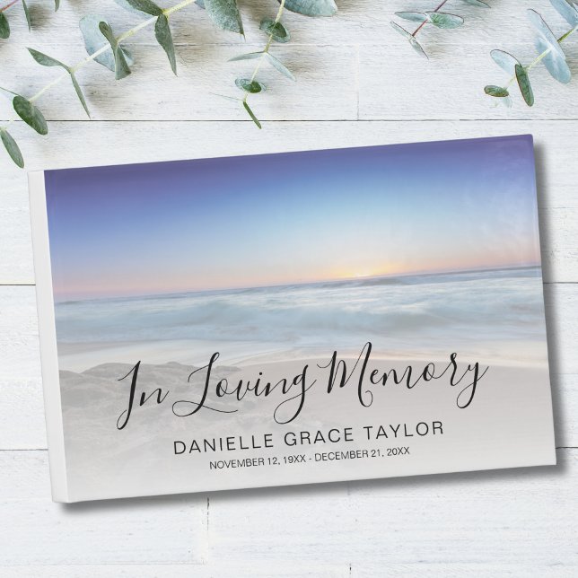 Beach Ocean Photo Memorial or Funeral Guest Book (Beach Memorial Guest Book)