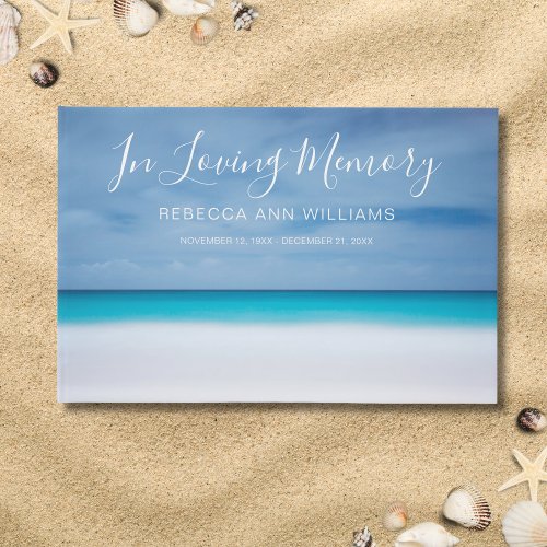 Beach Ocean Photo Memorial or Funeral Guest Book