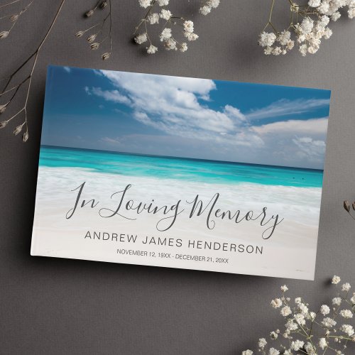 Beach Ocean Photo Memorial or Funeral Guest Book