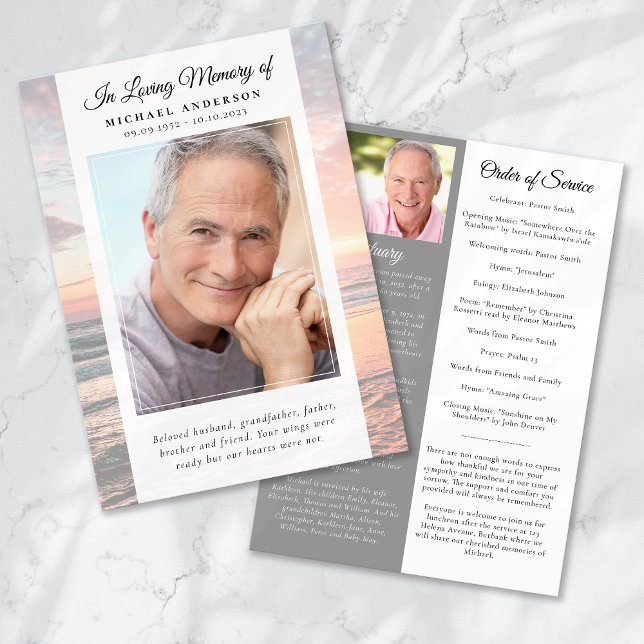 Beach Ocean Photo Memorial Service Program (Creator Uploaded)