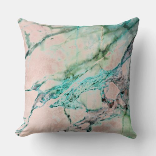 Beach Ocean Pink Rose Gray Mint Silver Gold Marble Throw Pillow