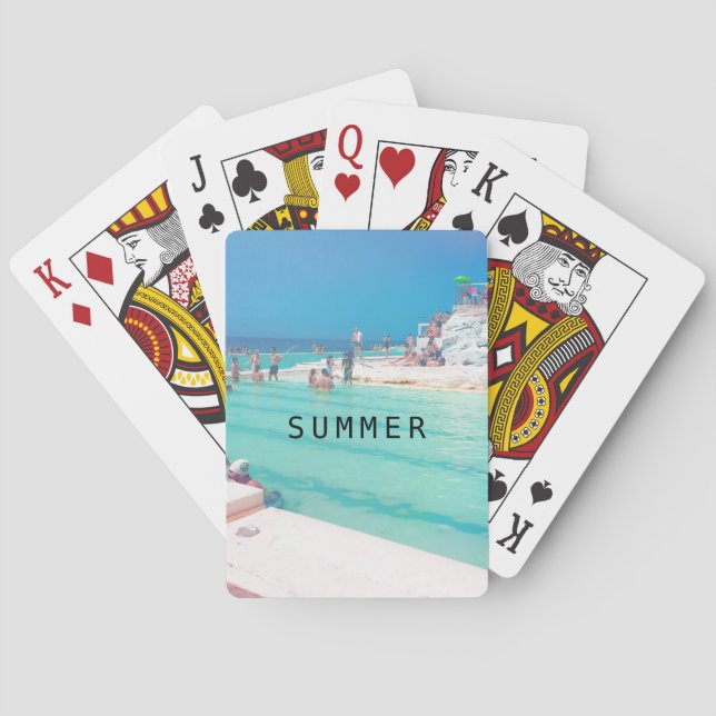Beach Ocean Pool Blue Aqua Personal Poker Cards (Back)