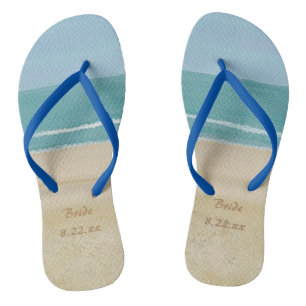 Beach Ocean Sand Bride Wedding Flip Flops