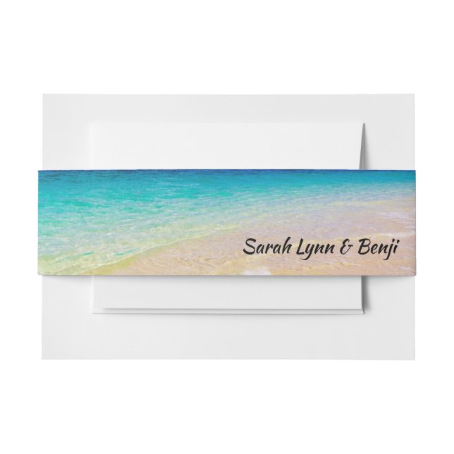 Beach Ocean Sand Destination Invitation Belly Band (Front Example)