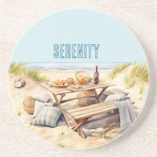 Beach Ocean Sand Picnic Table Food Coaster
