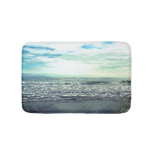 Beach Ocean Sea Abstract Blue Grey Green Fine Art Bath Mat