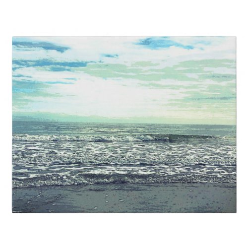 Beach Ocean Sea Abstract Blue Grey Scenic Faux Canvas Print