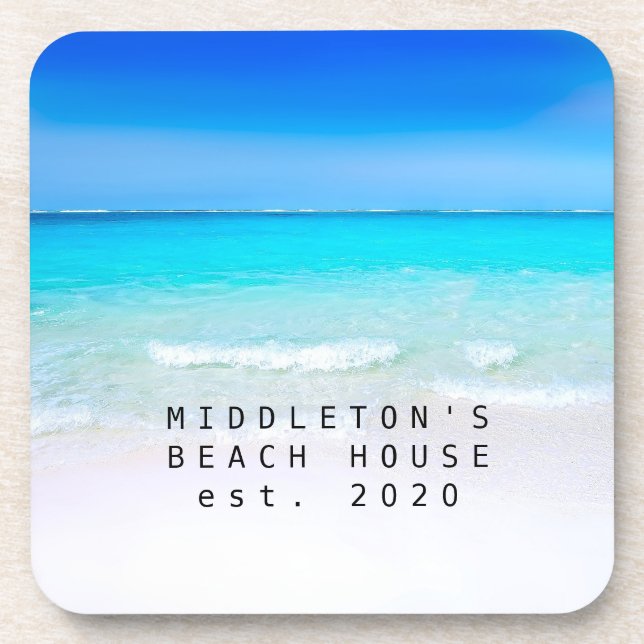 Beach Ocean Sea and Sand Blue Aqua Personal Family Beverage Coaster (Front)