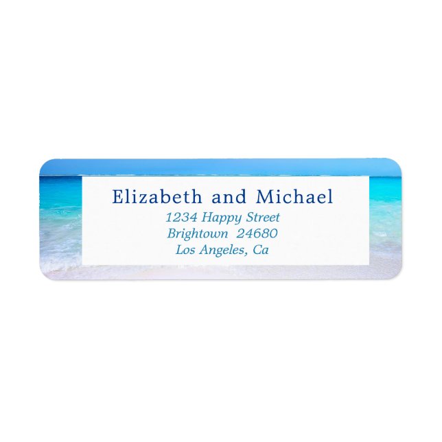 Beach Ocean Sea Blue Tropical Summer Wedding Label (Front)