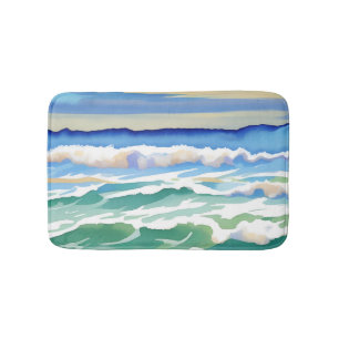 Beach Ocean Sea Design 300 Blue Green Bath Mat