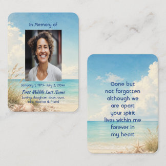 Beach Ocean Sea Memorial Prayer  Photo Keepsake Business Card