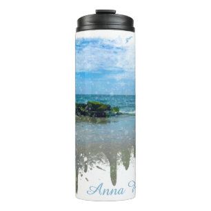 *~* Beach Ocean Sea Nautical Abstract Drip Thermal Thermal Tumbler