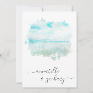 *~* Beach Ocean Sea + RSVP -  QR AR7 Wedding Invitation