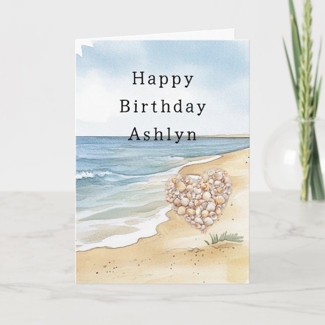 Beach Ocean Sea Shells Heart Card (Front)