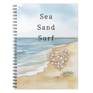 Beach Ocean Sea Shells Heart Notebook