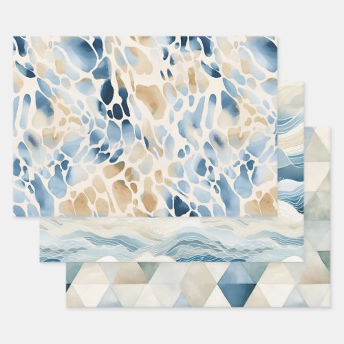 Beach Ocean Sea Watercolor Pattern  Wrapping Paper Sheets