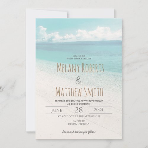 Beach Ocean Seaside Beach Themed Wedding Invitation