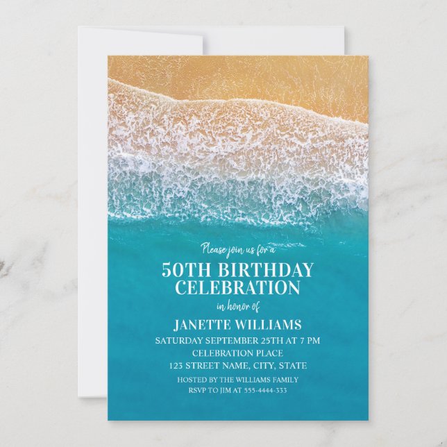 Beach Ocean Seaside Destination Nautical Birthday Invitation (Front)