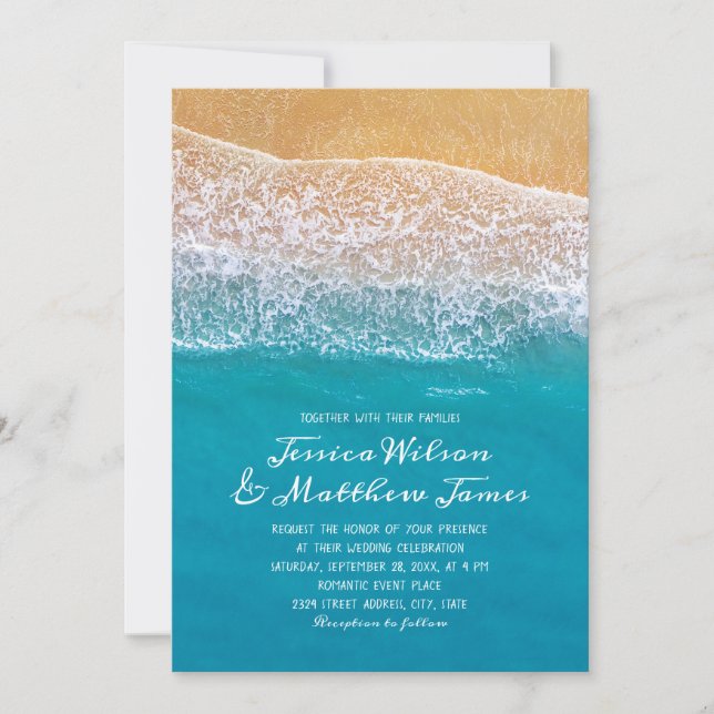 Beach Ocean Seaside Destination Nautical Wedding Invitation (Front)