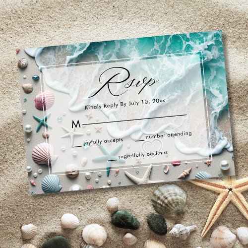 Beach Ocean Seaside Wedding RSVP Card