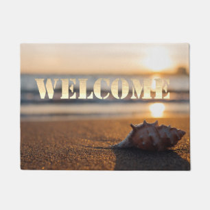 Beach, Ocean, Sunset, Seashell  ,Welcome Doormat