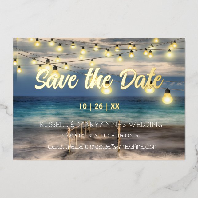 Beach Ocean Theme Save The Date  Foil Invitation (Front)