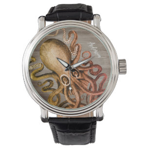 Beach ocean themed Octopus Rustic Nautical Watch