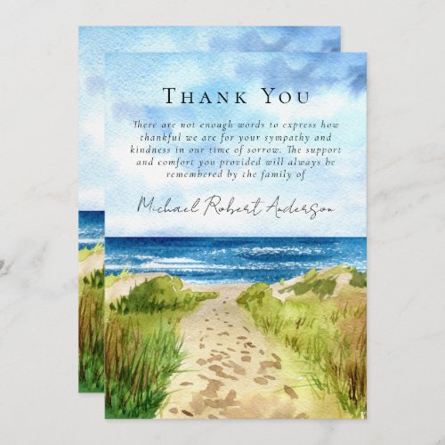 Beach Ocean Tribute Sympathy Funeral  Thank You Card