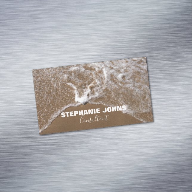 Beach Ocean Tropical Custom Name Consultant Trendy Business Card Magnet (In Situ)