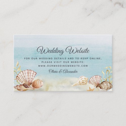 Beach Ocean Tropical Watercolor Wedding Website Enclosure Card