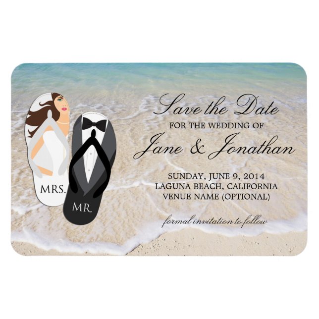 Beach Ocean Tropical Wedding Deluxe Save the Date Magnet (Horizontal)