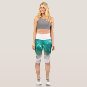 Beach ocean turquoise water seashore sand capri leggings