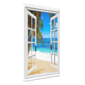 Beach Ocean View Faux Window Canvas Print | Zazzle