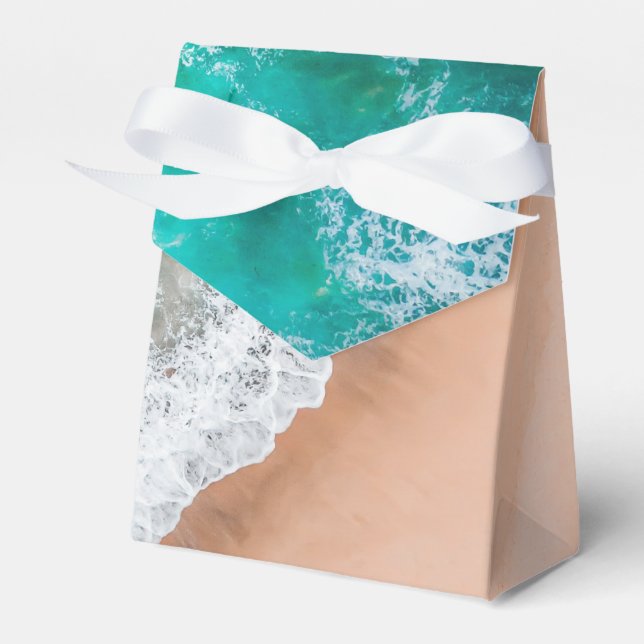 Beach ocean water on seashore sand tropical summer favor boxes (Front Side)