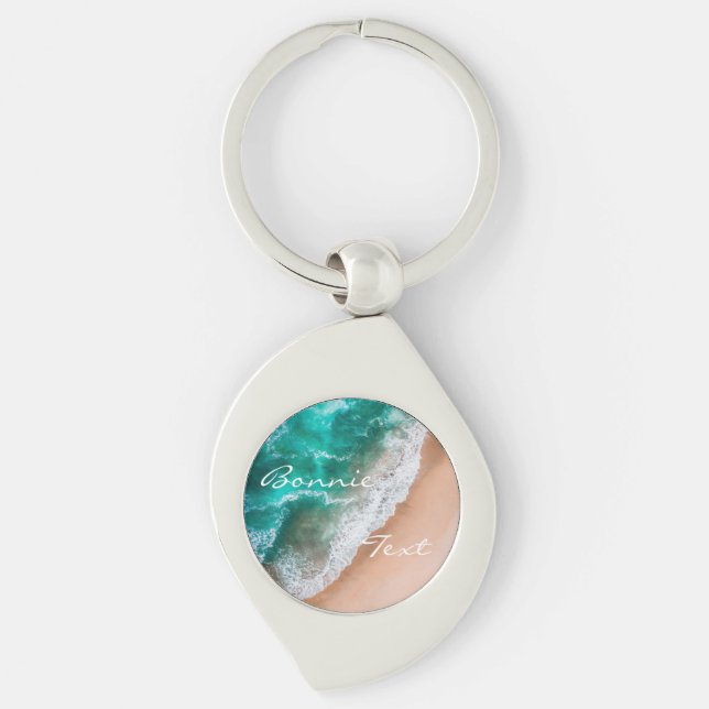 Beach ocean water on seashore sand tropical summer keychain (Front)