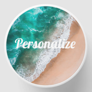 Beach ocean water on seashore sand tropical summer mini candle favors