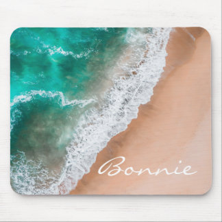 Beach ocean water on seashore sand tropical summer mouse pad