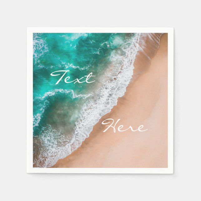 Beach ocean water on seashore sand tropical summer napkins (Front)