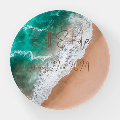 Beach ocean water on seashore sand tropical summer paperweight